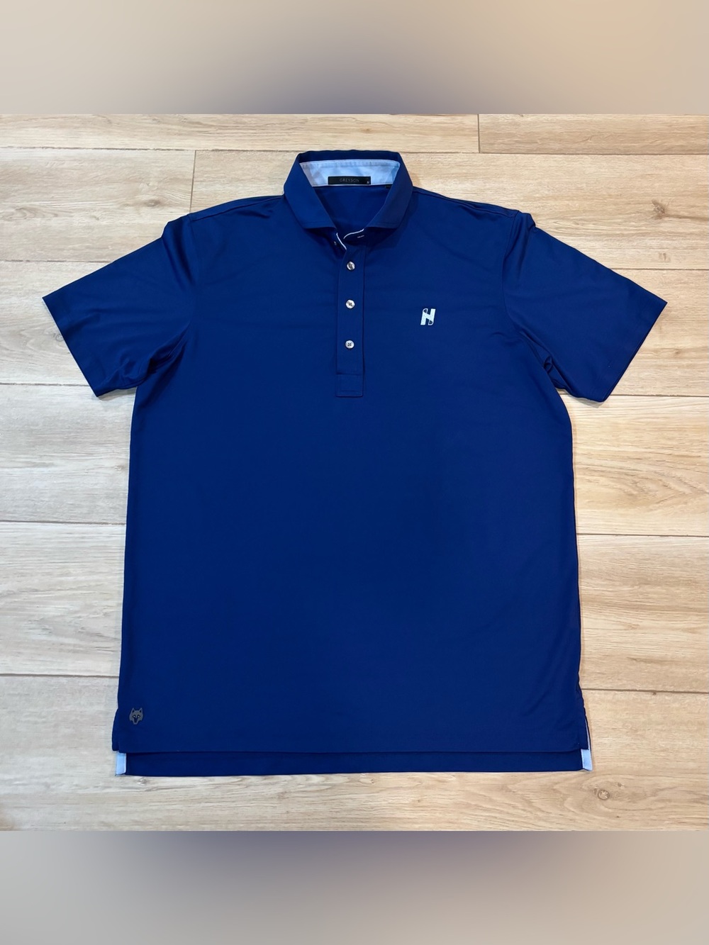 Greyson Hudson National Golf Club Polo Shirt Men's Medium M Blue Solid Stretch
